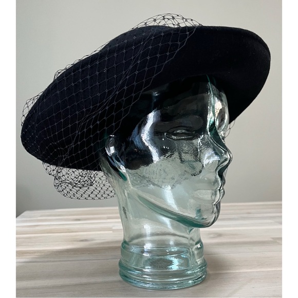 Vintage Wool Black Women’s Bowler Hat 100% Wool Veil USA main image 5